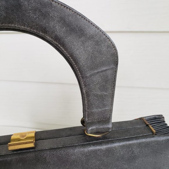 Vintage 60s Susan Gail Original accordion style top handle marble grey handbag - Picture 9 of 12